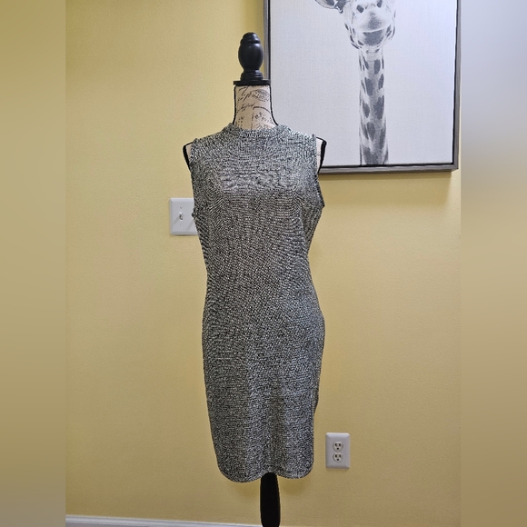 New Superdry Metallic Knit Mini Dress in GUNMETAL METALLIC - Picture 4 of 15